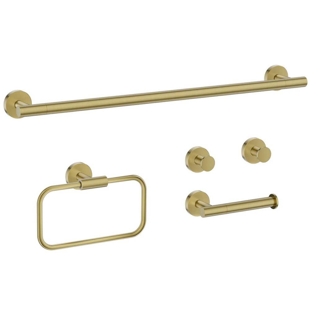 5-Piece Bath Hardware Set with Towel Rack, Toilet Paper Holder, Towel Ring and 2-Towel Hook Brushed Gold price history on PriceWatchPro