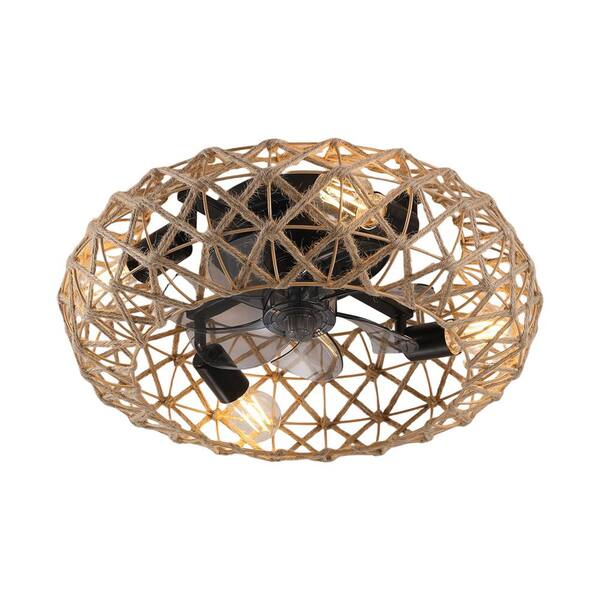Jushua 19.6 in. 4-Light Dimmable Reversible DC Motor Flush Mount