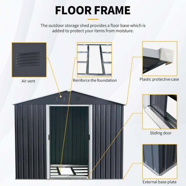 Coporesell 8 ft. x 10 ft. Metal Shed with Double Door (80 sq