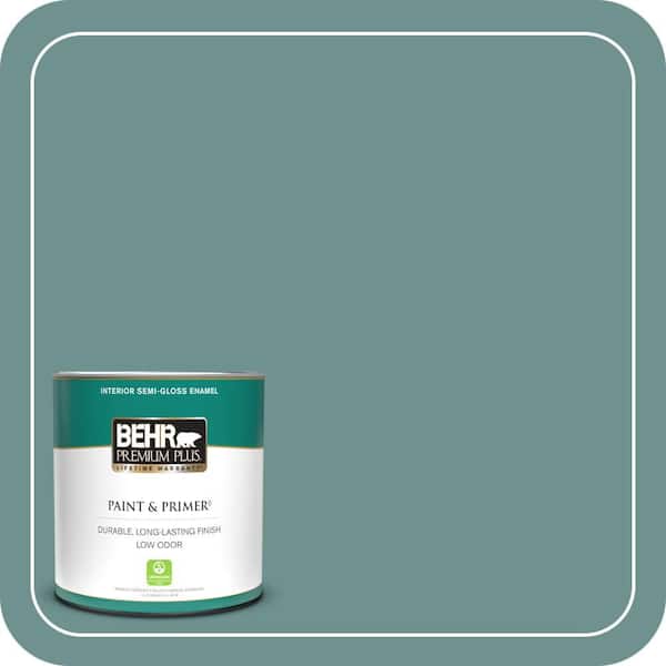 BEHR PREMIUM PLUS 1 qt. #ECC-60-3 Pool Tide Semi-Gloss Enamel Low Odor Interior Paint & Primer