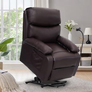 Everglade 28.7 in. W Faux Leather Power Lift Recliner in Brown, for Elderly Assistance