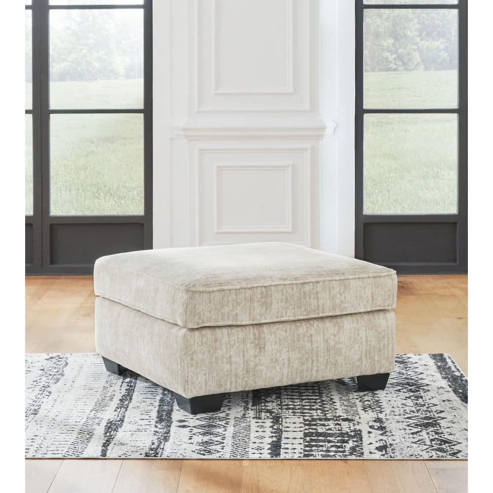 Lonoke Beige Polyester Square Accent Oversized Ottoman