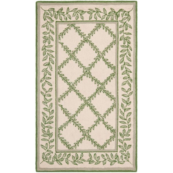 SAFAVIEH Chelsea Ivory/Light Green Doormat 3 ft. x 5 ft. Border Area Rug