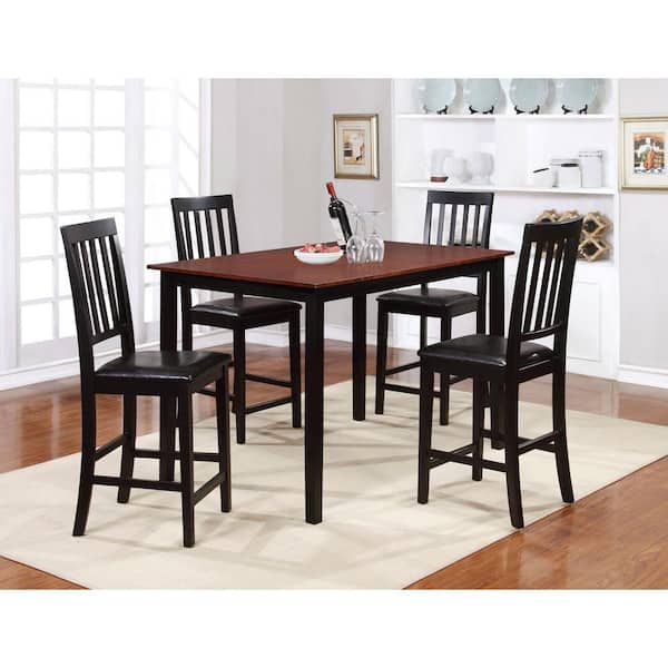 Linon Home Decor Cayman Walnut and Black Skirted Pub/Bar Table
