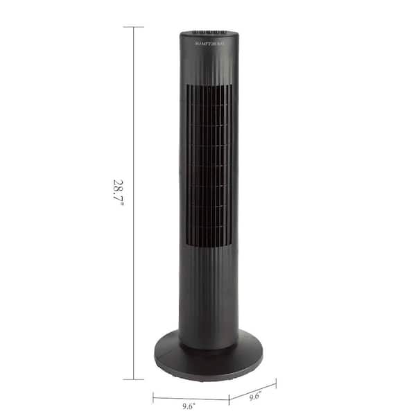 Hampton Bay 29 in. 3-Speed Oscillating Tower Fan in Black with