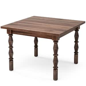 Halseey Brown Wood Square 39.4 in. Dinner Carved Turned 4-Legs DiningTableFarmhouse Kitchen DiningRoom Furniture for 4