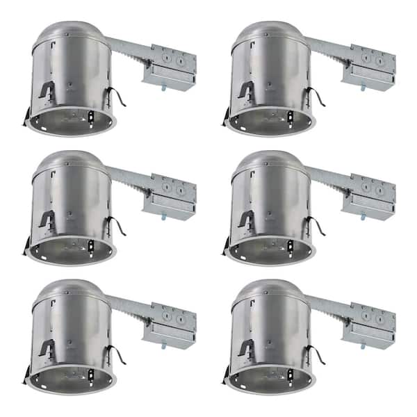 HALO H7 6 in. Aluminum Recessed Lighting Housing for Remodel Ceiling, Insulation Contact (6-Pack)