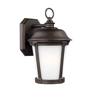 Calder 1-Light Antique Bronze Outdoor 12.25 in. Wall Lantern Sconce with LED Bulb