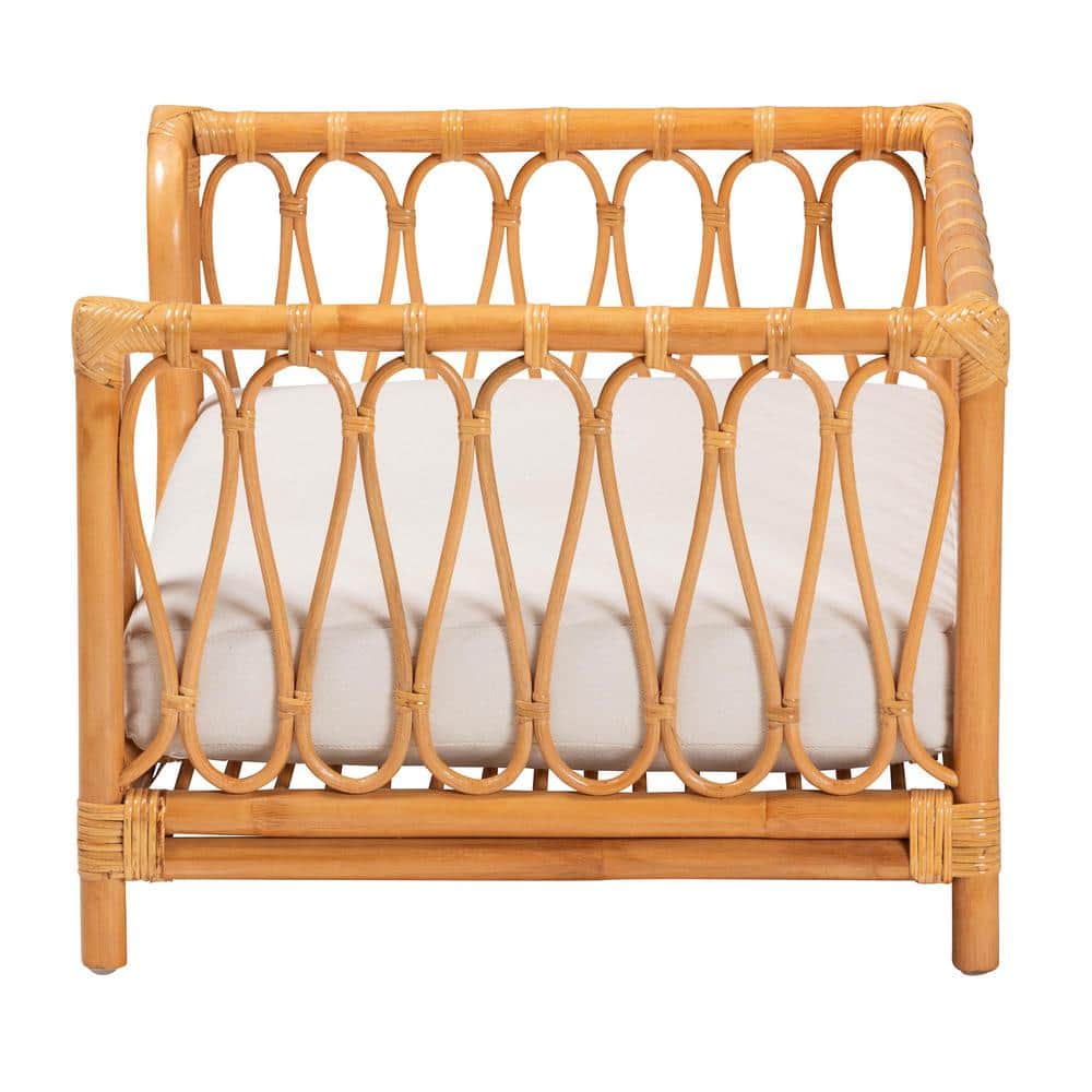 Kierra Small Honey Rattan Bohemian Elevated Pet Bed