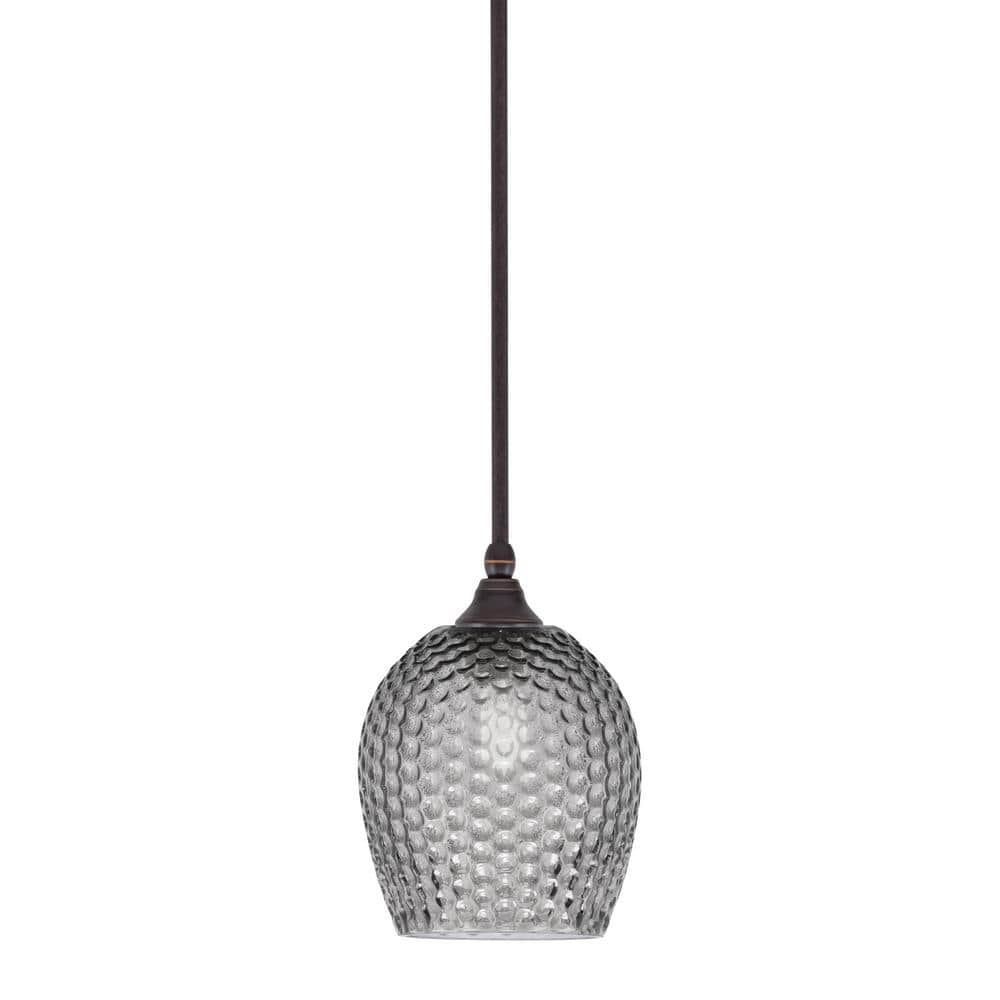 Sparta 100-Watt 1-Light Dark Granite Shaded Pendant Light with Smoke Glass,