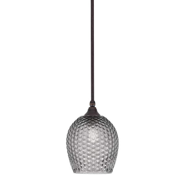 Unbranded Sparta 100-Watt 1-Light Dark Granite Shaded Pendant Light with Smoke Glass, No Bulb Included