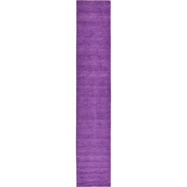 Unique Loom Solid Gava Solid Purple 2' 7 x 16' 5 Runner Rug 3126809
