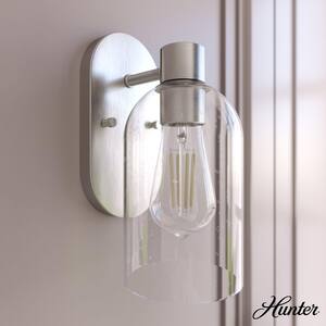 Lochemeade 1 Light Brushed Nickel Wall Sconce with Seeded Glass Shade Bathroom Light