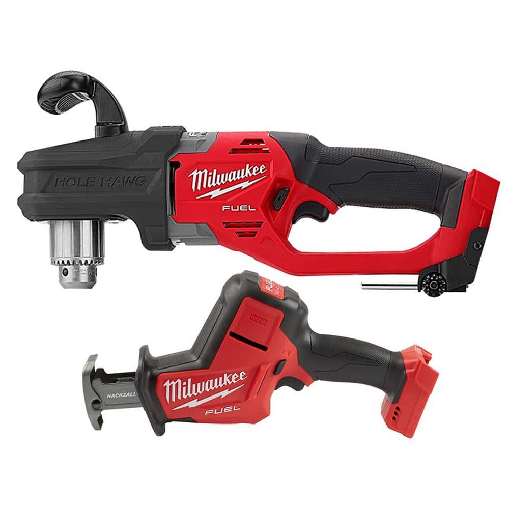 Milwaukee M18 FUEL GEN II 18-Volt Lithium-Ion Brushless Cordless 1/2 in. Hole Hawg Right Angle Drill with M18 FUEL Hackzall -  2807-20-2719-20