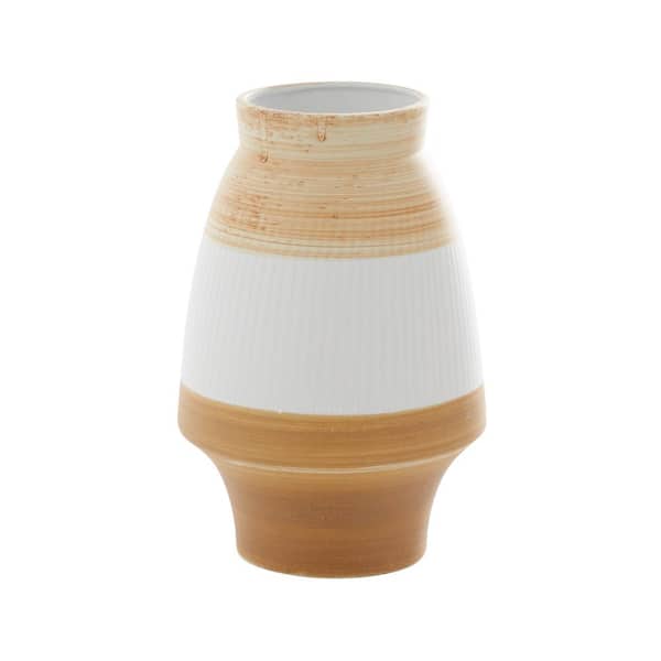 Novogratz 13 in. Brown Handmade Ceramic Decorative Vase with Terracotta Accents
