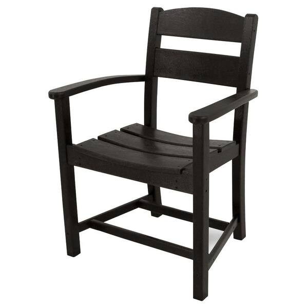 Ivy Terrace Classics Black All-Weather Plastic Outdoor Dining Arm Chair