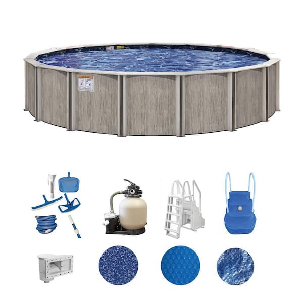 Aspen Wood 21 ft. Round 54 in. Deep Above Ground Deluxe Hard Sided Pool Package