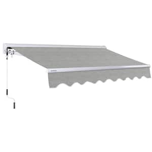 10 ft. Luxury Series Semi-Cassette Manual Retractable Patio Awning, Heather Gray (8 ft. Projection)