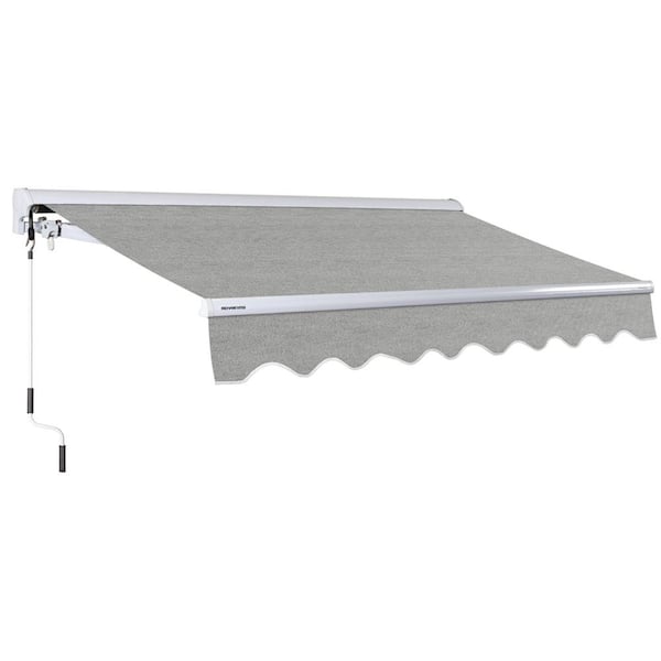 Advaning 10 ft. Luxury Series Semi-Cassette Manual Retractable Patio Awning, Heather Gray (8 ft. Projection)