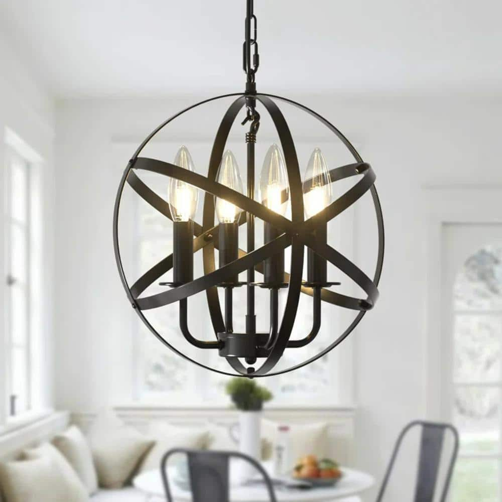 TOZING 4-Light Black Modern Industrial Pendant Farmhouse Mid-Century ...