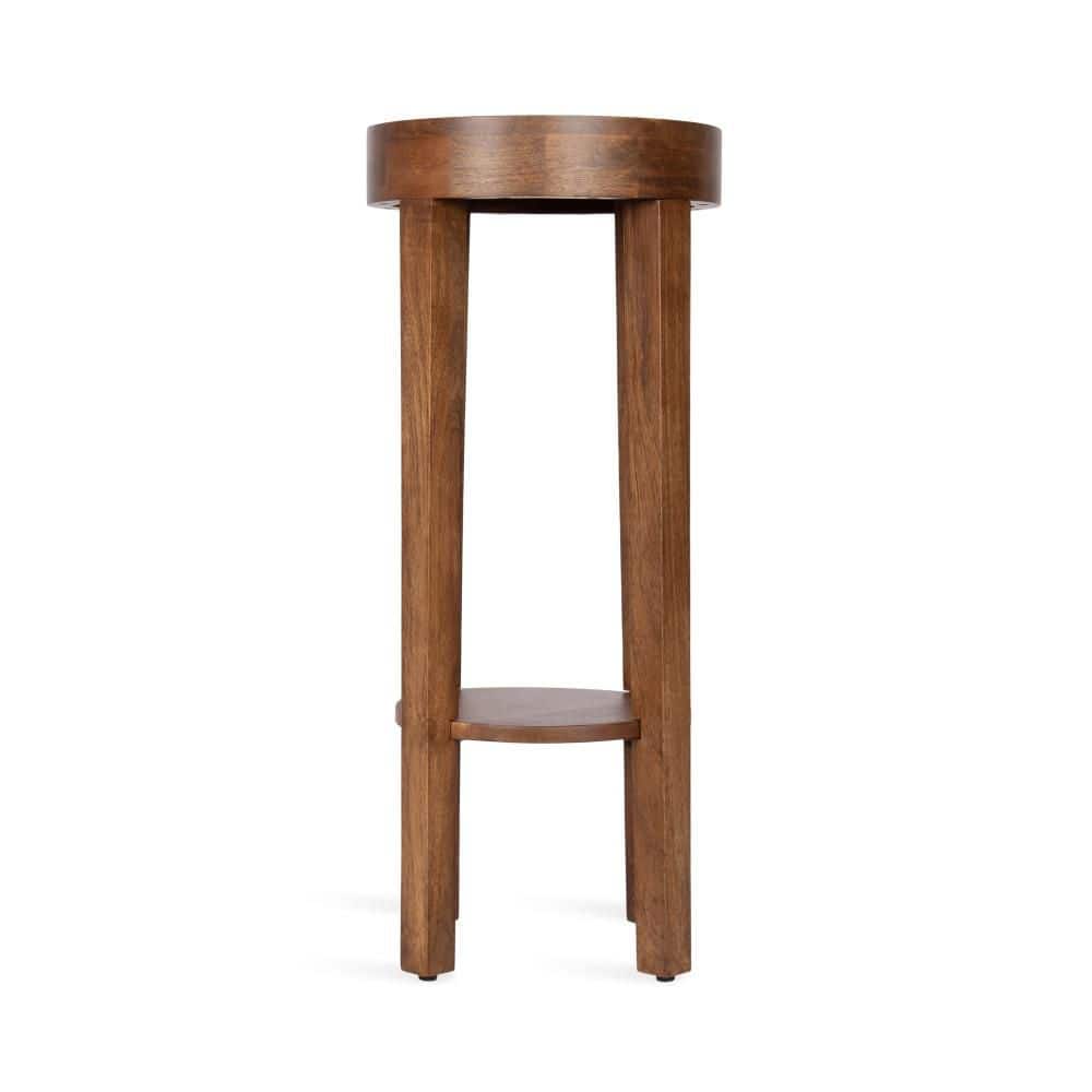 Talcott 12 in. Walnut Brown Round Solid Wood End Table - thumbnail 7