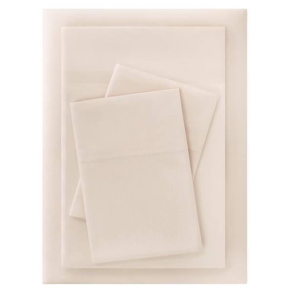 StyleWell Vintage Washed Cotton Percale 4-Piece King Sheet Set in Petal