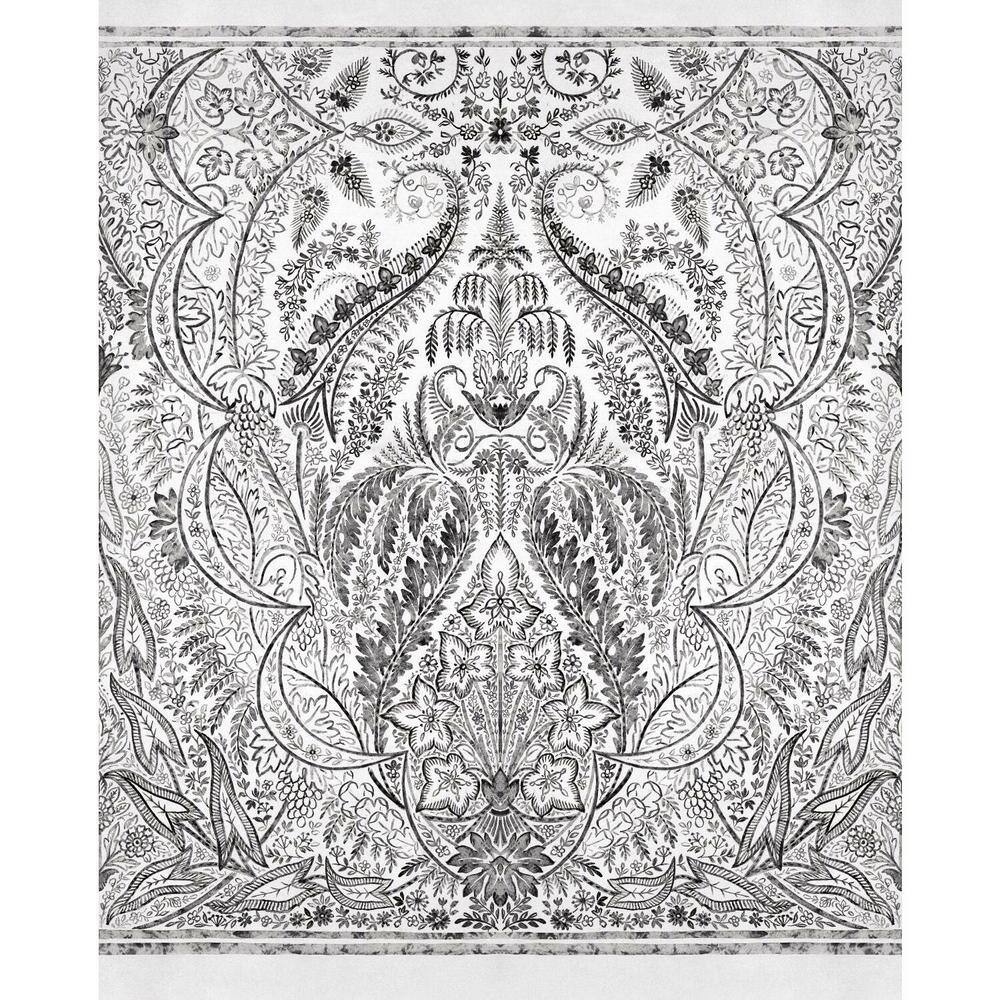 York Wallcoverings 4 Panels Black Jaipur Paisley Damas Pre Pasted Wallpaper Mural Dm4911m