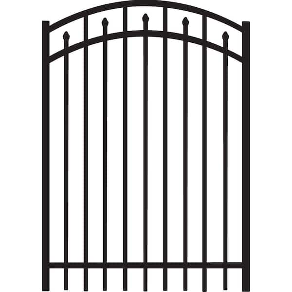 Barrette Outdoor Living Brilliance 4 ft. W x 5 ft. H Black Heavy-Duty Aluminum Arched Pre-Assembled Fence Gate