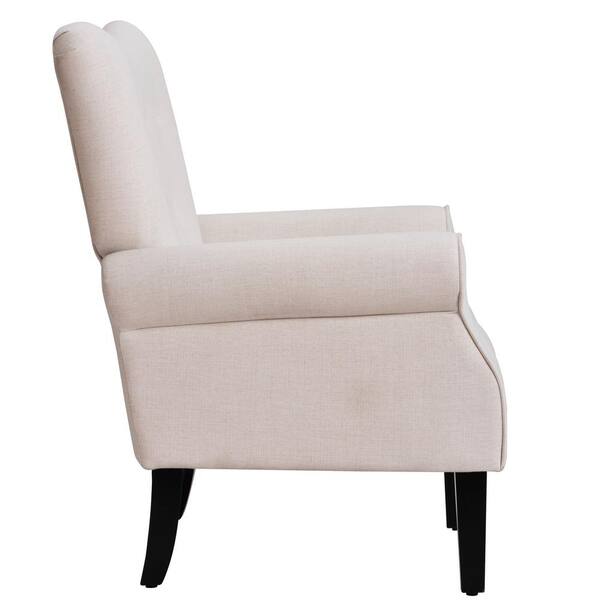 Magic Home Cream White Wing Back Roll, Accent Chairs With Wood Arms And Legs