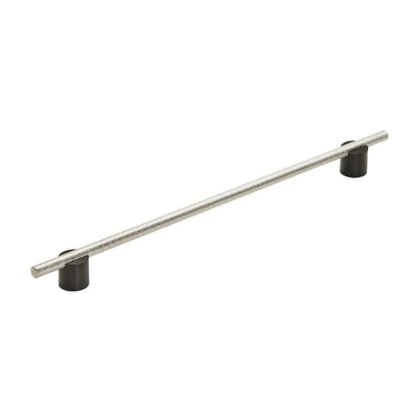 Amerock Transcendent 12-5/8 in. (320mm) Modern Matte Black/Polished Nickel Bar Cabinet Pull