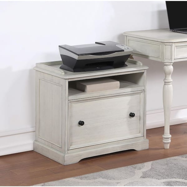 Country Meadows 1-Drawer Antique White Wood 27 in. Vertical File Cabinet