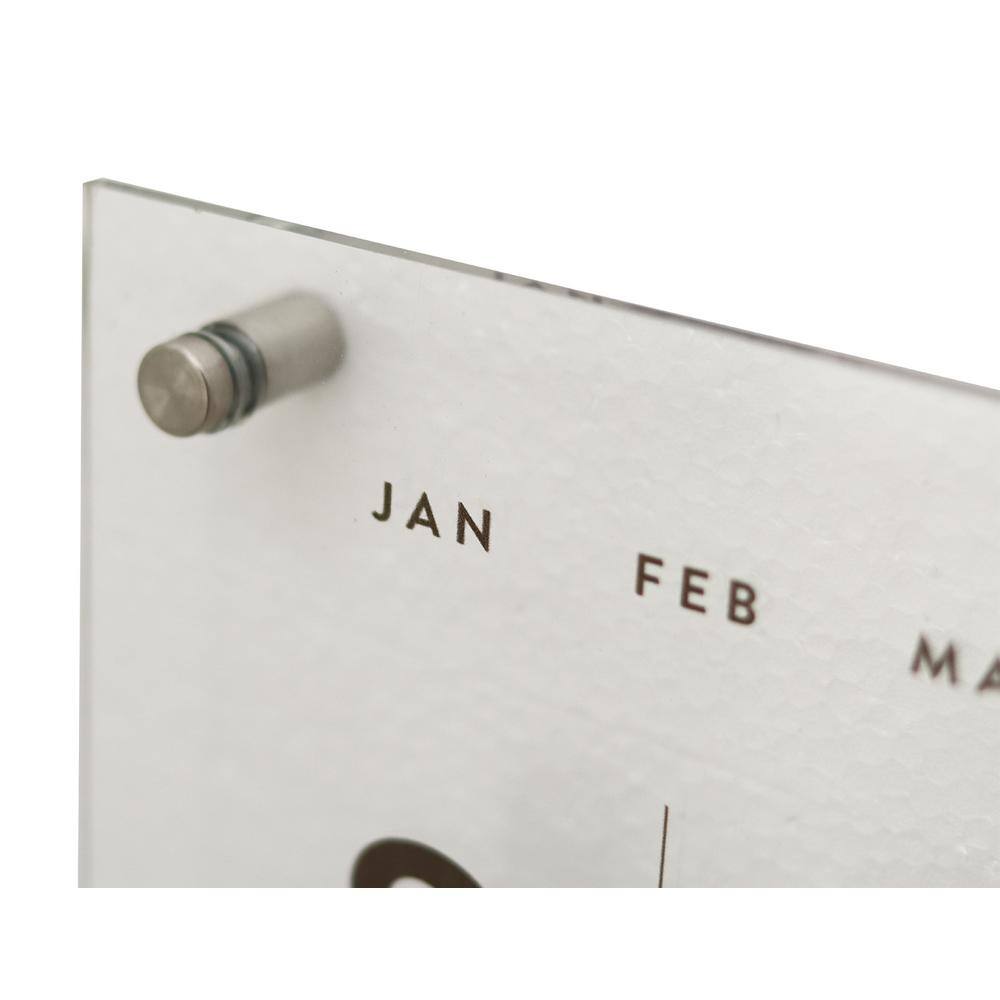 Clear Acrylic Monthly Wall Calendar with Black Accents, 24 x 18 Inches