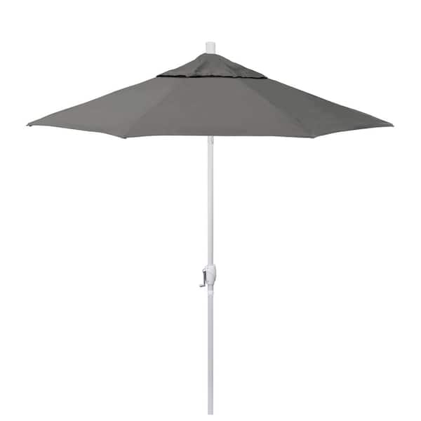 California Umbrella 7.5 ft. Matted White Aluminum Market Patio Umbrella with Crank Lift and Push-Button Tilt in Zinc Pacifica Premium