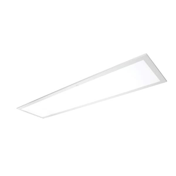 1x4 White Integrated LED Flat Panel Light for Commercial Space, 15/20/25W 3500-5000K, 0-10V Dimmable, Selectable CCT