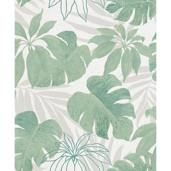 Nona Green Tropical Leaves Strippable Wallpaper Covers 57.5 sq. ft.
