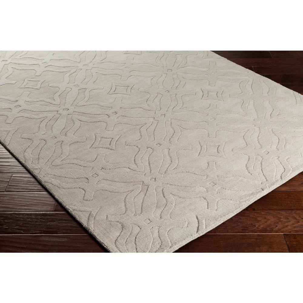 Ivory Medallion Tufted Wool Rectangular Rug 3'x5'