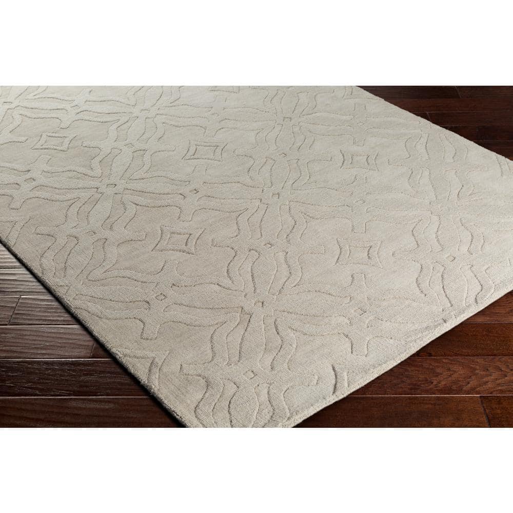 Ivory Wool Tufted Handmade Medallion Rectangular Rug 5' x 7'