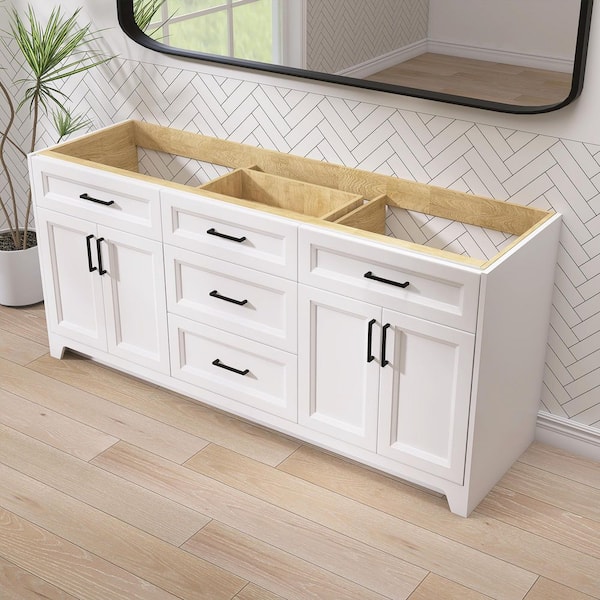 72 in. W x 21 in. D x 33 in. H Bath Vanity Cabinet without Top Bathroom Vanities Cabinet in Matte White