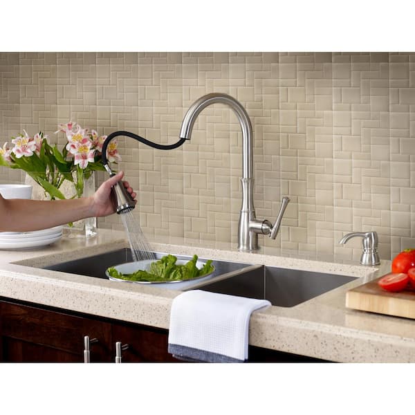 Wheaton Single-Handle Pull-Down Sprayer Kitchen Faucet in Stainless Steel