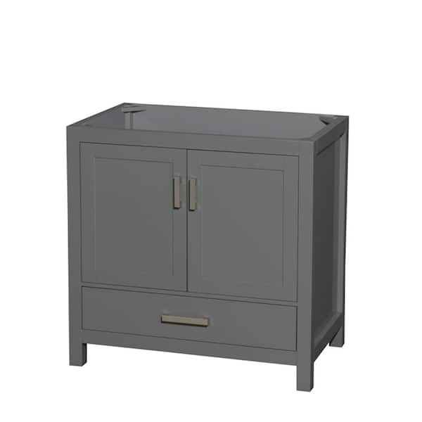 Wyndham Collection Sheffield 35 in. W x 21.5 in. D x 34.25 in. H Single Bath Vanity Cabinet without Top in Dark Gray