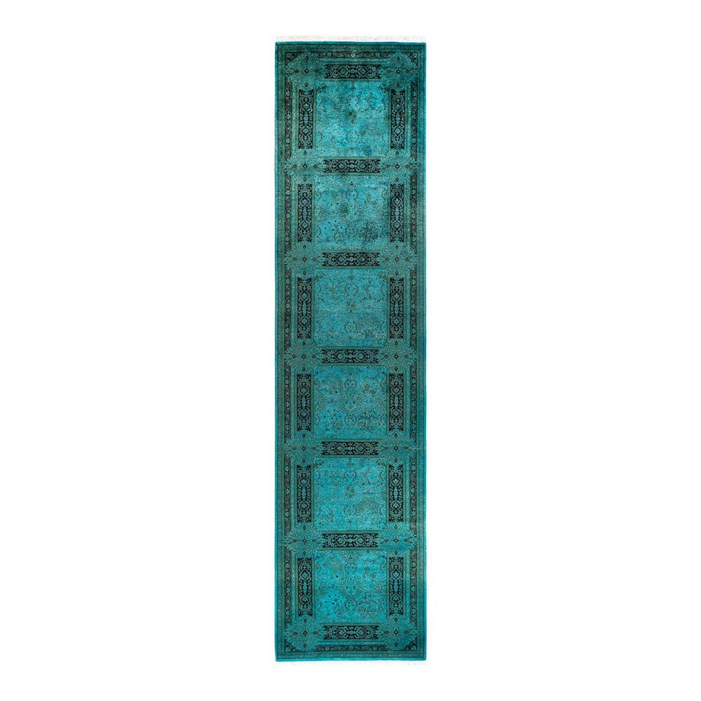 Overdyed Blue 3 ft. 1 in. x 13 ft. Wool Indoor Area Rug price history on PriceWatchPro