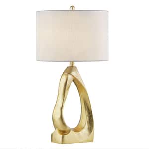 26.5 in. Modern Distressed Gold Table Lamp with Fabric Lamp Shade