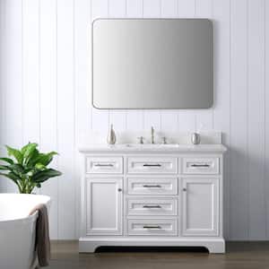 Thompson 48 in. W x 22 in. D Bath Vanity in White with Engineered Stone Vanity in Carrara White with White Sink