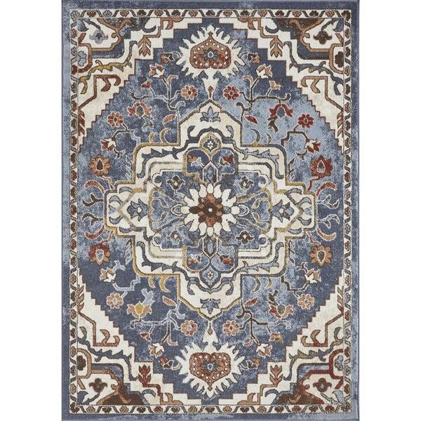LOOMAKNOTI Alsbrooke Zailorn Blue 3 ft. 3 in. x 5 ft. 3 in. Oriental Polypropylene Area Rug