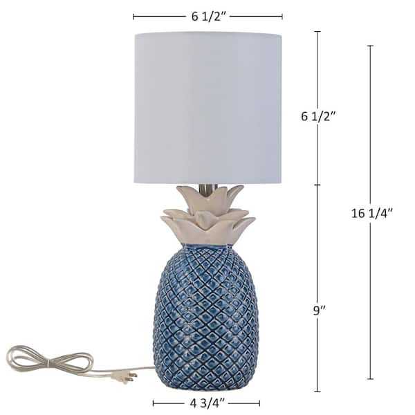 C Cattleya 16.25 in. Pineapple Ceramic Table Lamp, Blue and White