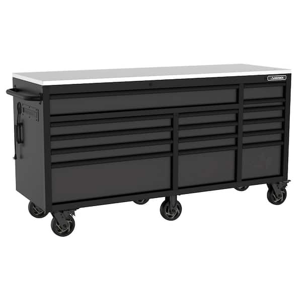 Husky Heavy-Duty 72 in. W15-Drawer Matte Black Mobile Workbench