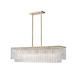 Glacier 5-Light Modern Gold Island Chandelier with Clear Glass Shade
