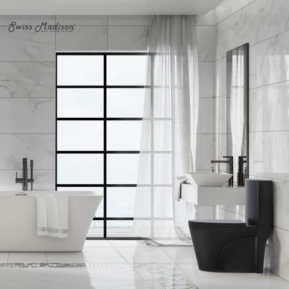 Matte Black High Efficiency One-Piece Elongated Toilet