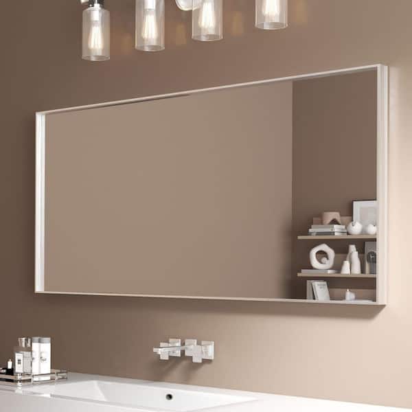 waterpar 60 in. W x 28 in. H Rectangular Aluminum Framed Wall Bathroom Vanity Mirror in Brushed Sliver