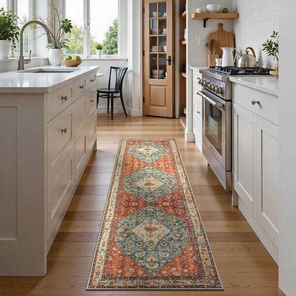 Boho Tribal 2 X 8 Multi-Colored Washable Kitchen Runner Rug Non